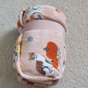 QVC Pink Cat and Pumpkin Blanket